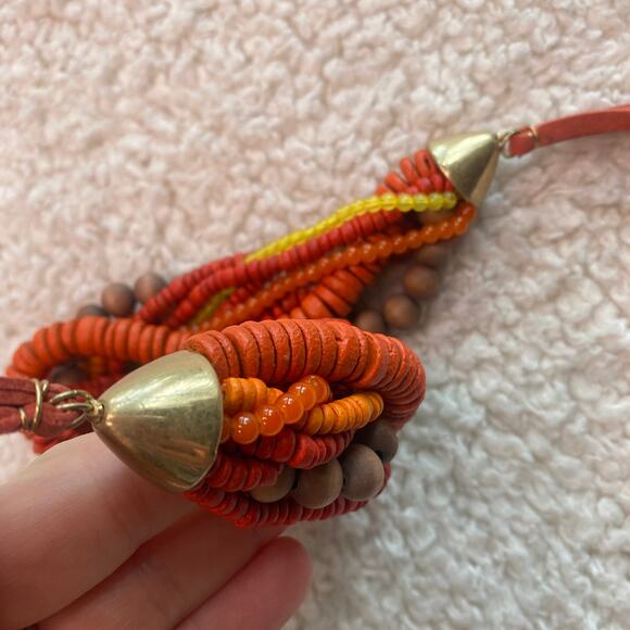 Orange and Gold Rope Fashion Necklace - Picture 9 of 10